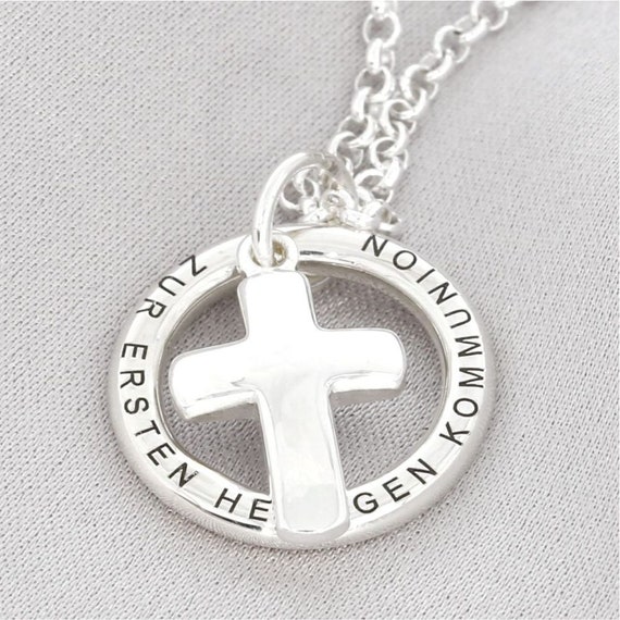 Collar Cruz Plata 925 - Colgante "Soy Hijo De Dios" Con Piedra Natal - Regalo Bautizo Comunión