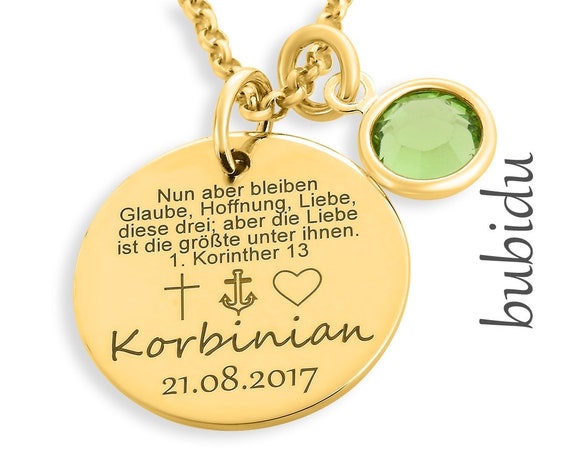 BAPTISMAL NECKLACE GOLD Jewelry for Baptism Psalm Name Necklace