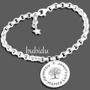 Silberarmband Namen Gravur Familien Armband Baum Damenarmband 925 Sterling Silber Geschenk Mutter Oma Silberschmuck personalisiert BUBIDU Bild 4