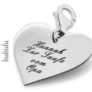 Breloque coeur gravé pendentif argent cadeau amour pendentif coeur argent 925 breloques créateur pendentif prénom image 2