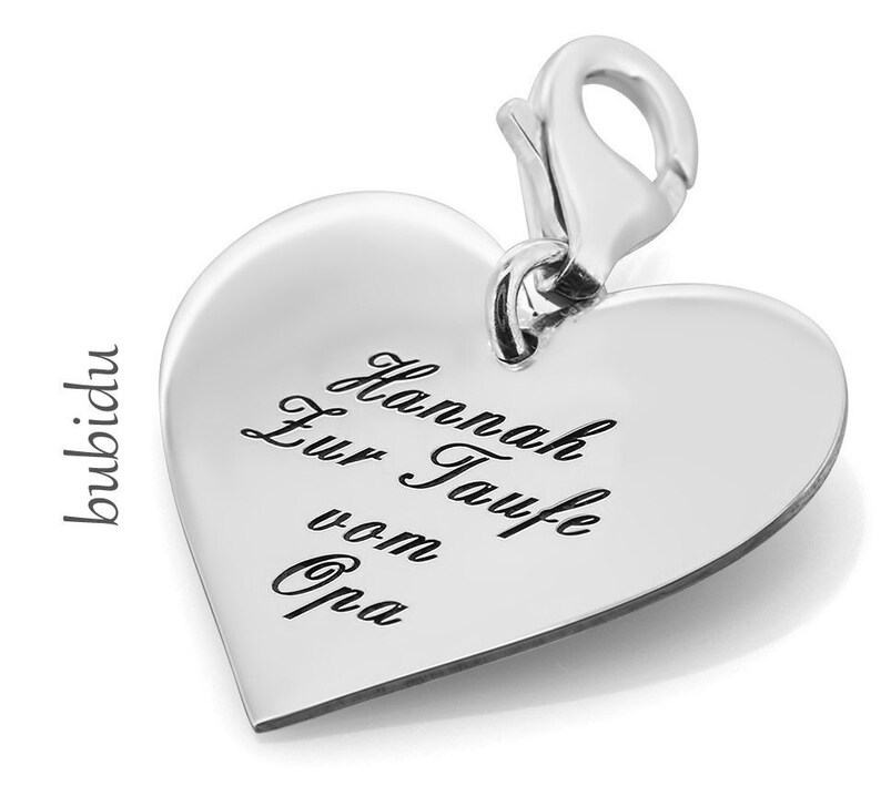 Breloque coeur gravé pendentif argent cadeau amour pendentif coeur argent 925 breloques créateur pendentif prénom image 2