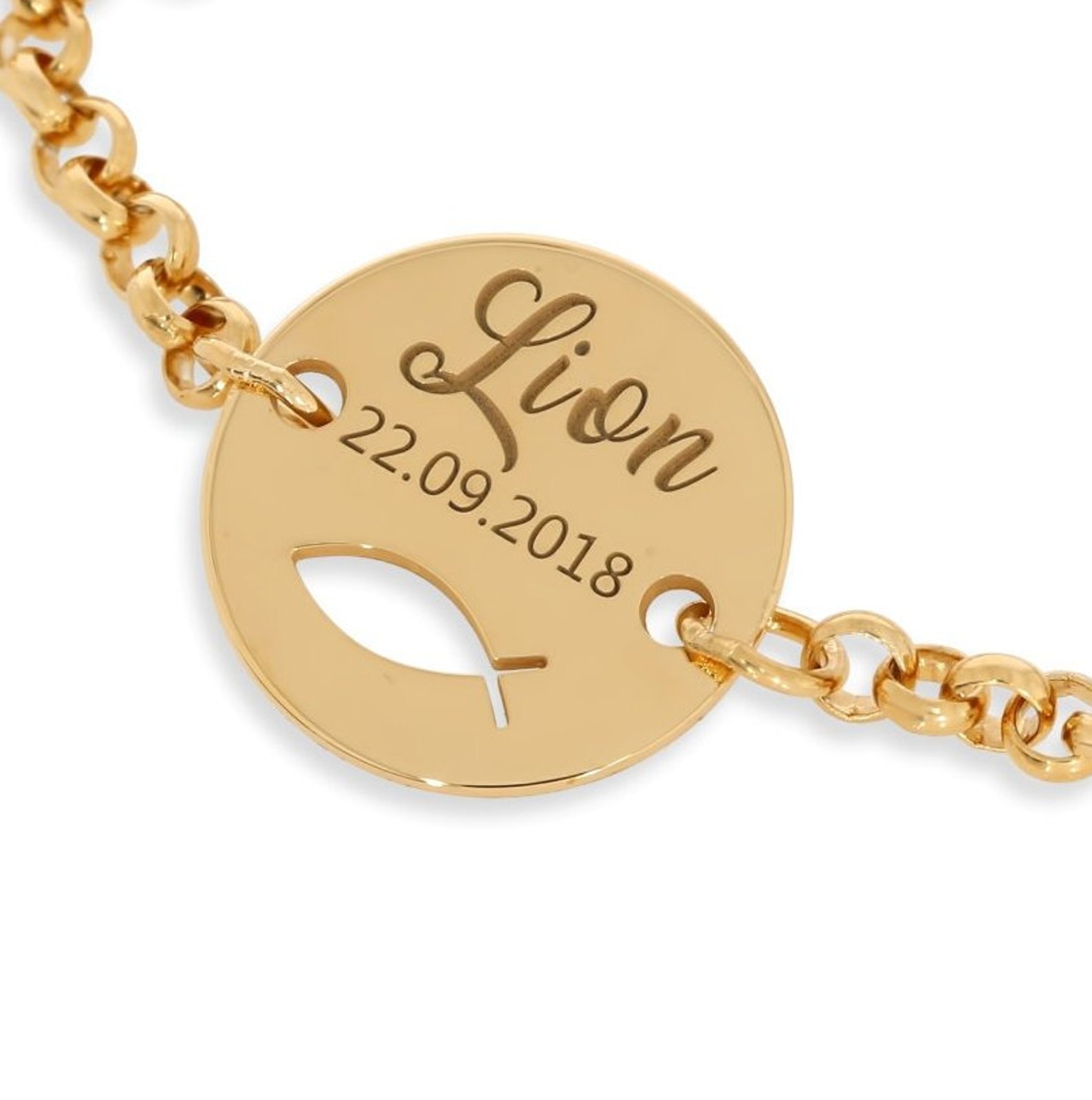 Christening Bracelet Goldplated Bracelet Engraving Gift Etsy Sweden