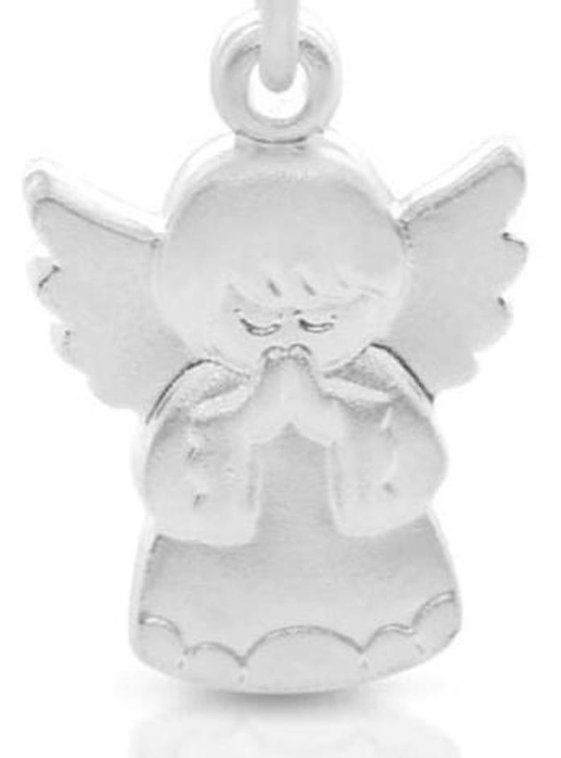 Baptismal necklace with baptismal ring crystal engraving jewelry gift godchild 925 Sterling Silver children's necklace angel name chain image 4