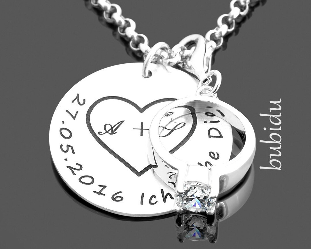 Bridal Jewelry Engraving Necklace Marriage Proposal Etsy UK