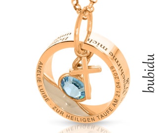 Name necklace gift for baptism engraving necklace name silver ring rose gold saying necklace cross pendant birthstone ring necklace BUBIDU