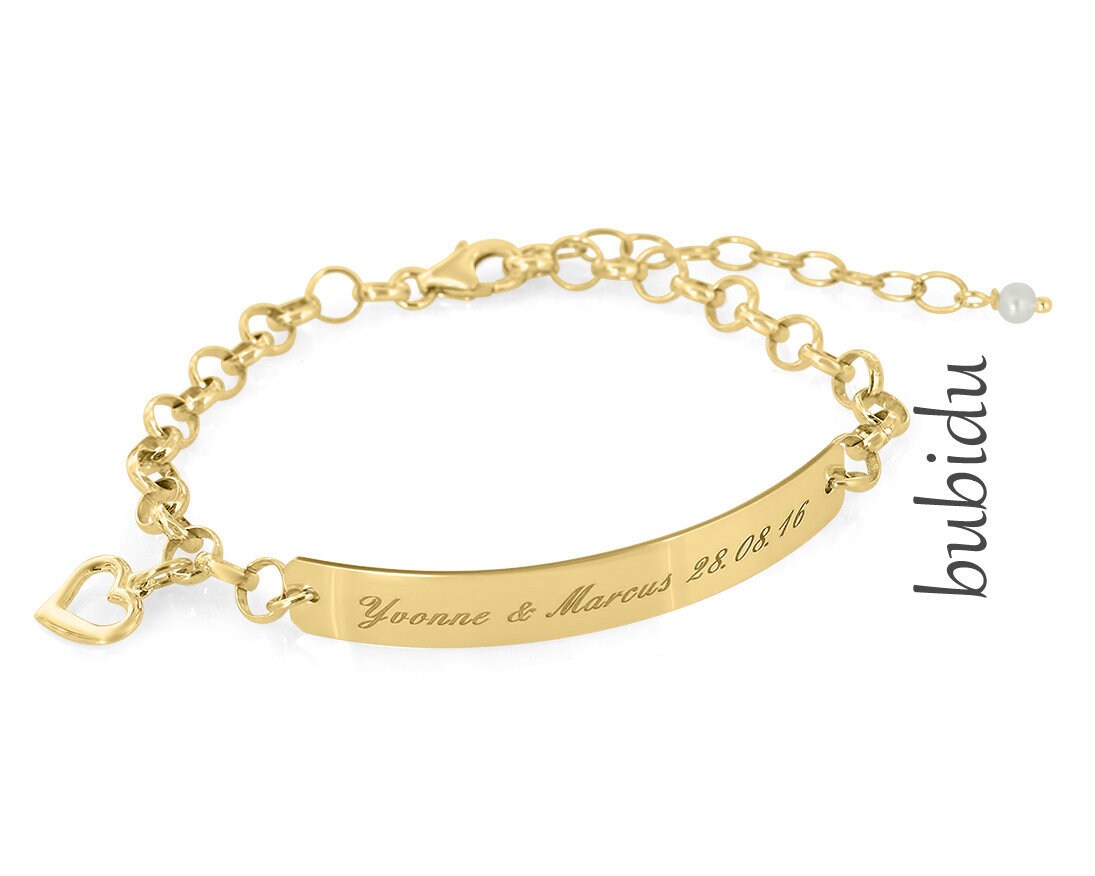 Bracelet engraving gold bracelet with name ID jewelry Etsy