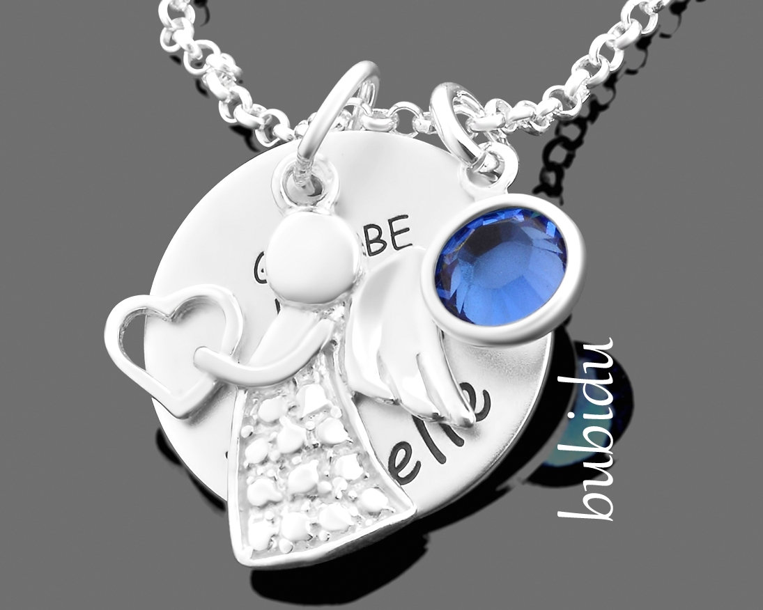 FJ Collana Angelo Custode Donna Argento 925 Collana con Ciondolo Infinito Collana Gennaio Pietra Portafortuna Granato Gioielli Regalo per Donna