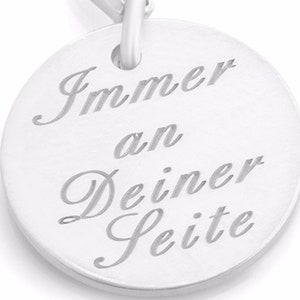 Breloque avec gravure en argent sterling 925, pendentif de bijoux indiquant les données de nom de texte souhaitées, personnalisé 1,3 cm mat image 3