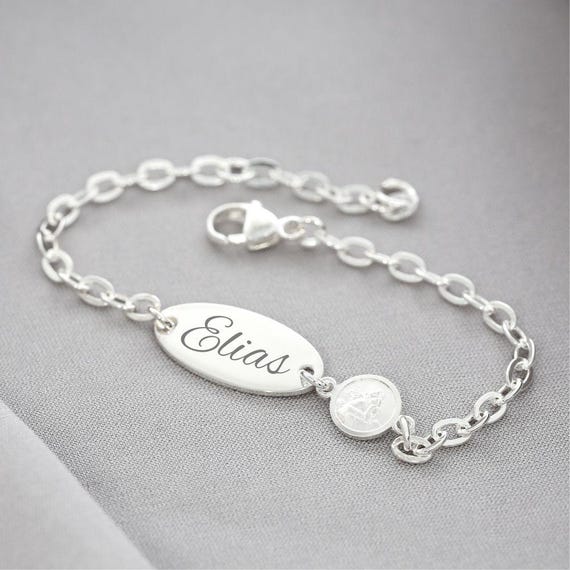 Baby ID Armband 925 Silber - Personalisiert Mit Namen & Engel