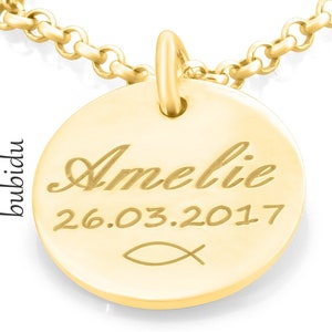 Taufkette Gravur, zierlicher Taufschmuck vergoldet, Taufgeschenk personalisiert Bild 3