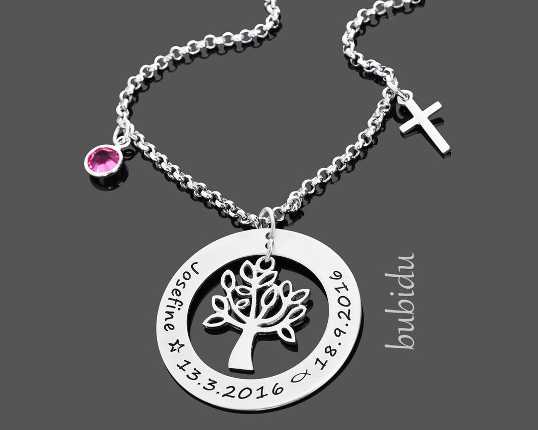 Tree of Life Baptism Jewelry Baptism Chain With Engraving Etsy