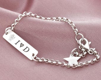 Bracciale con incisione, braccialetto per battesimo, argento sterling 925, compleanno, pesce battesimale, braccialetto con nome per bambini, gioielli per bambini, regalo per battesimo - Italia