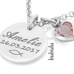 Taufkette Gravur, Taufschmuck Geschenkkarton, Baby Namenskette rosa Mädchen Schmuck Taufe Geschenkbox mit Text Silberschmuck Geburt Bild 3