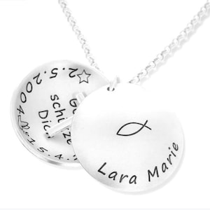 Baptismal necklace with engraving medallion baptism name necklace with cross and birthstone gift godchild 925 silver necklace boy girl jewelry