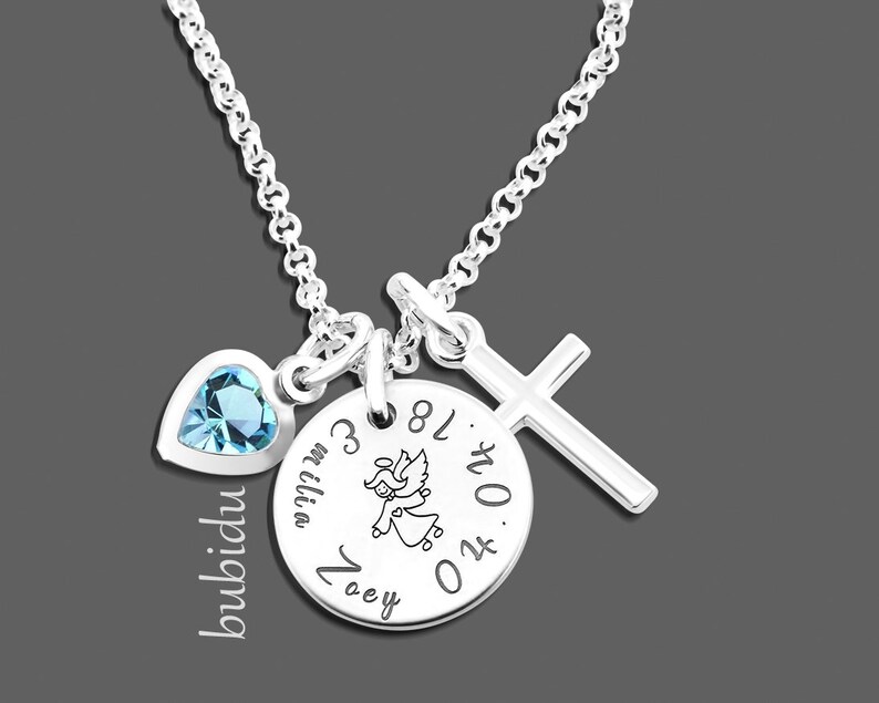 Taufe Kette Kreuz Gravur Taufschmuck Taufgeschenk Kommunion Konfirmation Einschulung Andenken Erinnerung Geschenk Taufpaten Paten, Symbol Bild 5