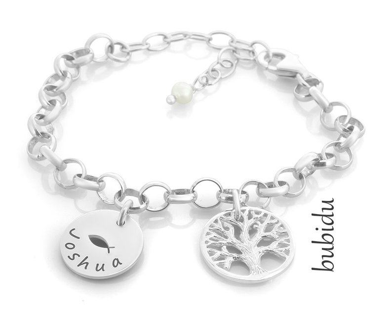 Bracelet argent baptême, bijoux communion gravure, arbre de vie image 3