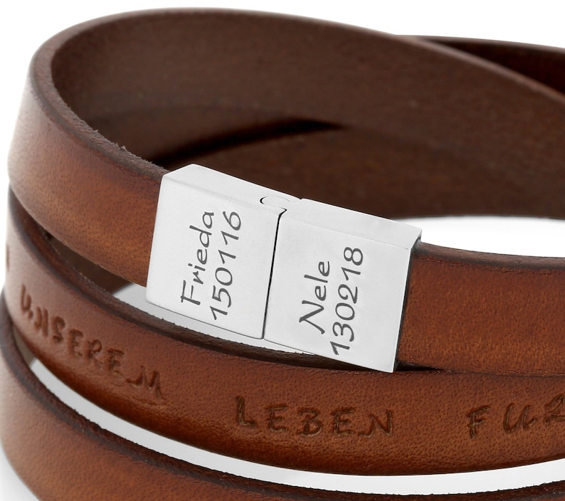 Leather bracelet men engraving brown name bracelet man men's bracelet personalized text gift dad men's bracelet name jewelry leather BUBIDU image 2