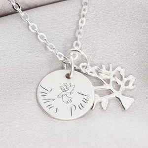 Necklace Silver Engraving Baby Tree of Life Baptism Jewelry Gift Birth Christening Necklace Angel BUBIDU Name Necklace Holy Baptism