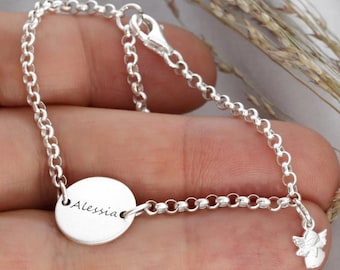 Bracelet enfant ange ange gardien avec gravure bracelet ange collier baptême cadeau baptême bracelet argent bracelet baptême bracelet argent 925 ange