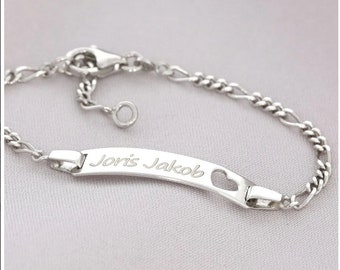 Name bracelet silver heart children's jewelry silver gift for birth gift for birthday engraving name baby bracelet personalized