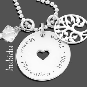 Namenskette Silber Familienkette Gravur Lebensbaum Geschenk für Mama Oma personalisiert Bild 3