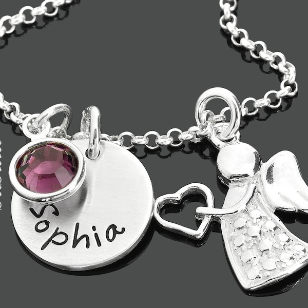 TAUFSCHMUCK MIT ENGEL Taufkette Gravur Schmuck Taufe Mädchen Silberschmuck Namen Schutzengel Kette Taufgeschenk personalisiert Geburt