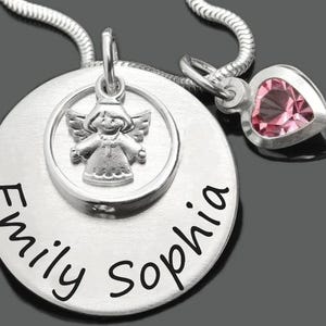 Baptismal necklace with baptismal ring crystal engraving jewelry gift godchild 925 Sterling Silver children's necklace angel name chain image 8