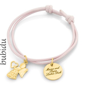 Bracelet pour enfants Gravure dange, Taufarmband, Nom Proverbe Verset Date, Cadeau Naissance Baptême Baptême Communion Confirmation Anniversaire, Ruban de coton image 2