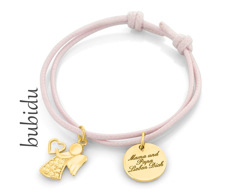 Bracelet pour enfants Gravure dange, Taufarmband, Nom Proverbe Verset Date, Cadeau Naissance Baptême Baptême Communion Confirmation Anniversaire, Ruban de coton image 2