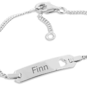 Children&#39;s jewelry silver gift for birth name bracelet with heart gift for birthday silver engraving name baby bracelet personalized