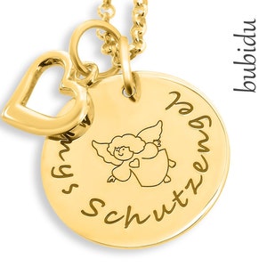 Schutzengel Kette Gold, Namenskette Engel, Taufe, Einschulung, Kommunion, Konfirmation, Herz vergoldet Bild 3