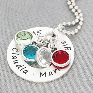 Geburtsstein Kette Halskette mit Monatsstein Damen Geschenkidee Mama Valentinstag Muttertag Familie Kinder Namenskette personalisiert Bild 1