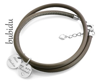 Women's bracelet engraving, friendship bracelet name, jewelry women's gift girlfriend brown women's bracelet leather bracelet desired engraving BUBIDU