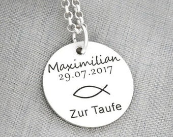 Baptism necklace engraving baptism jewelry 925 silver jewelry baptism chain boy girl gift communion wish engraving
