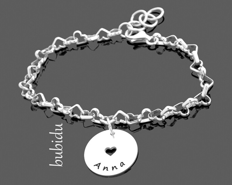 Gravure Bracelet Argent, Bracelet Coeur Avec Nom, Coeur image 3