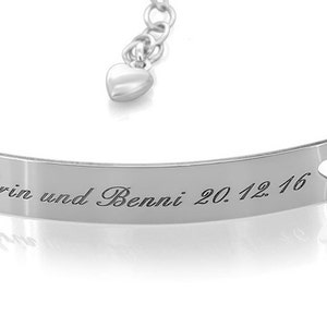 Bracelet en argent gravé pour femme, bracelet d'identification, bijoux en argent 925, bracelet en forme de cœur, bracelet en argent, bracelet à breloques de mariage, texte cœurs image 5