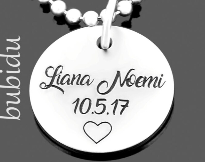 Naamketting sieraden graveren zilveren ketting gepersonaliseerd met naam, tekst hanger, graveren sieraden, cadeau moeder, BFF, vriendin, verjaardagscadeau afbeelding 2