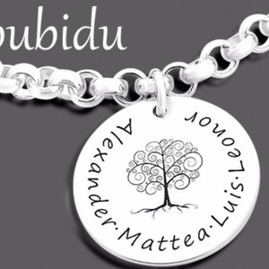 Bracelet en argent nom gravure bracelet de famille arbre femmes bracelet 925 cadeau en argent sterling mère grand-mère bijoux en argent personnalisé BUBIDU image 5