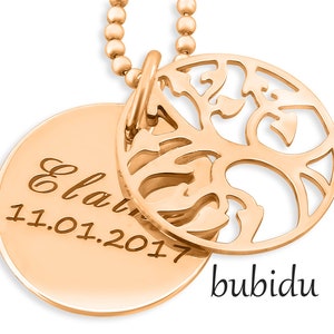 Name chain Rosègold, life tree engraving, gift image 4