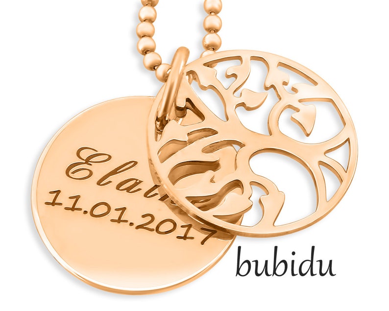 Name chain Rosègold, life tree engraving, gift image 4