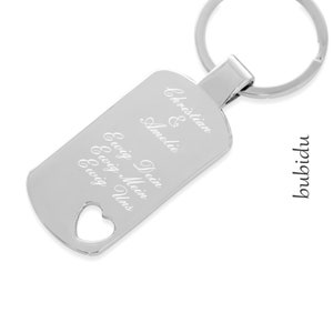 Pendant keychain engraving, name pendant, keychain with heart, gift mom dad men&#39;s jewelry, family jewelry personalized