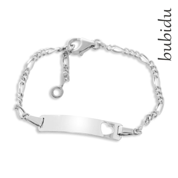 Silberketten-Store Bracciale Neonato In Argento 925 Con Angelo E Cuore, Incidibile Su Entrambi I Lati, Lunghezza 11-16 Cm