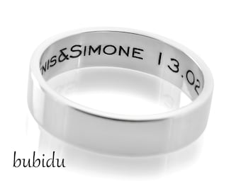 Silberring Gravur Namen Partnerschmuck Freundschaftsring personalisierter Ring Name Datum Ringe Spruch Schmuck Vers Verlobung Herrenring