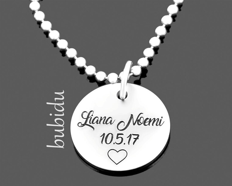 Naamketting sieraden graveren zilveren ketting gepersonaliseerd met naam, tekst hanger, graveren sieraden, cadeau moeder, BFF, vriendin, verjaardagscadeau afbeelding 1