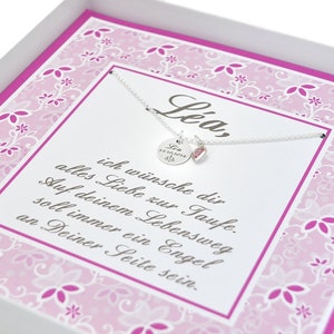 Taufkette Gravur, Taufschmuck Geschenkkarton, Baby Namenskette rosa Mädchen Schmuck Taufe Geschenkbox mit Text Silberschmuck Geburt Bild 4