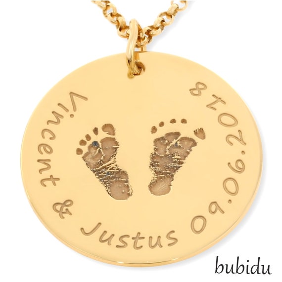 Footprint necklace clearance with name