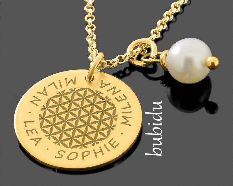 Name necklace gold necklace chain engraving flower of life women's jewelry gift woman necklace name family gold jewelry special women's necklace flower image 2