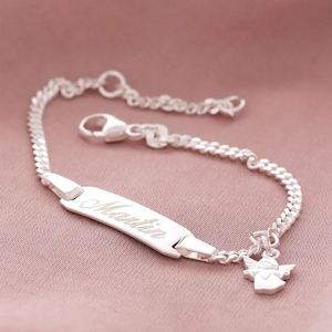 BAPTISM BRACELET ENGRAVING angel guardian angel pendant gift for baptism confirmation 925 sterling silver children's jewelry silver bracelet