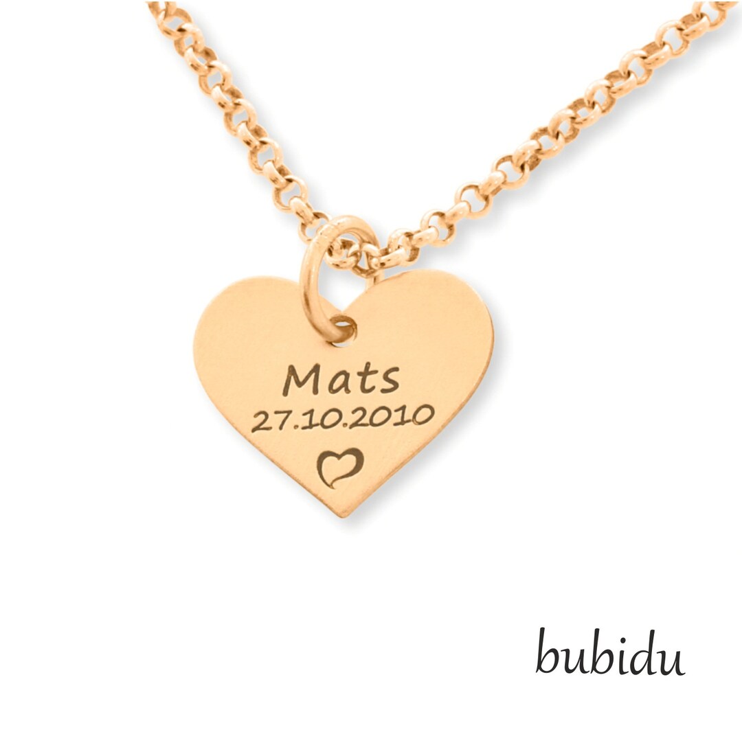 Women's Necklace Engraving Pendant Heart Rose Gold Plated Heart Pendant Name Necklace Necklace