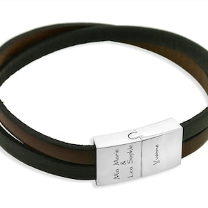 Pulsera de hombre negra marrón pulsera de hombre cuero grabado nombre pareja pulsera pareja joyería hombre papá amistad amigo pulsera de cuero simple